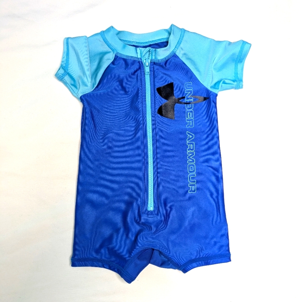 Under Armour Rash Guard Swimsuit 3-6M Blue Short Sleeve Zip